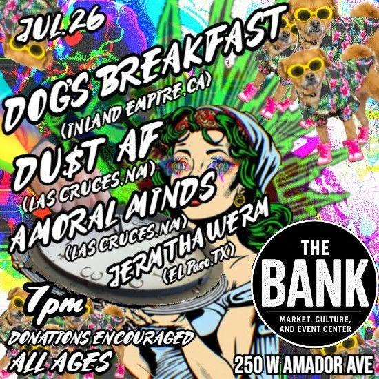 Punk show flyer for Dogs Breakfast and local acts
